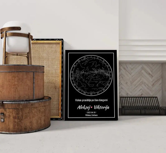 Personalizuotas žvaigždžių žemėlapis ant drobės  Drobe -  dovanokis.lt