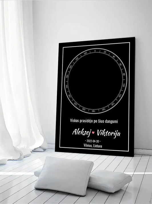 Personalizuotas žvaigždžių žemėlapis ant drobės  Drobe -  dovanokis.lt