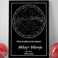 Personalizuotas žvaigždžių žemėlapis ant drobės  Drobe -  dovanokis.lt