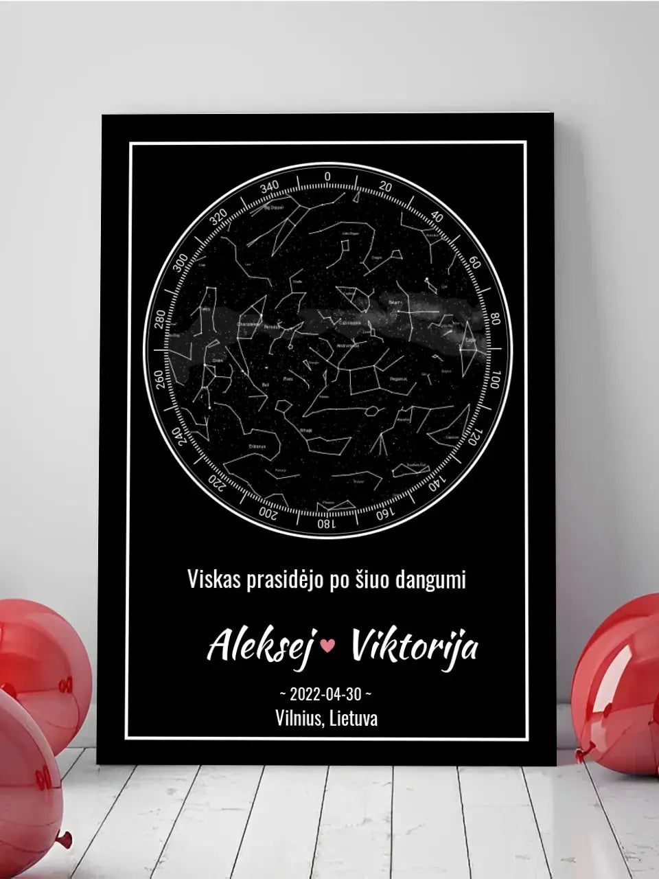 Personalizuotas žvaigždžių žemėlapis ant drobės  Drobe -  dovanokis.lt