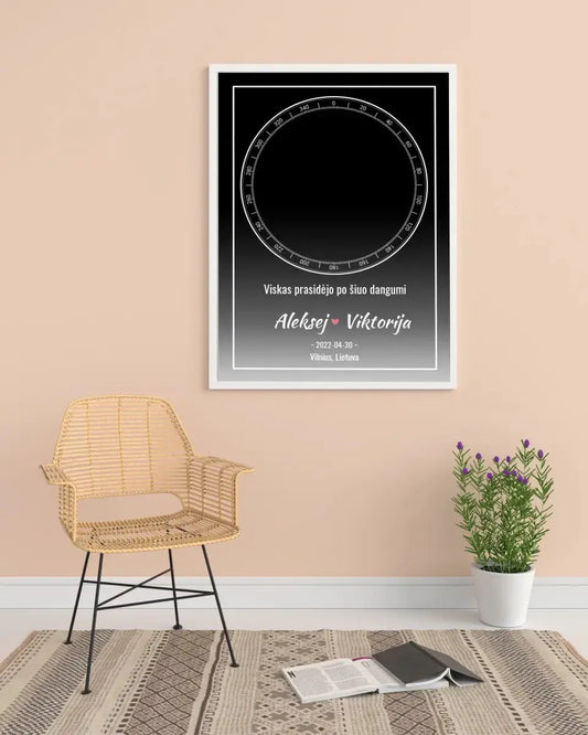 Personalizuotas žvaigždžių žemėlapis, plakatas su rėmeliu  Posteris(Plakatas) -  dovanokis.lt