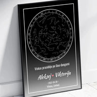 Personalizuotas žvaigždžių žemėlapis, plakatas su rėmeliu  Posteris(Plakatas) -  dovanokis.lt