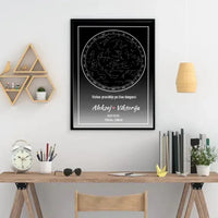 Personalizuotas žvaigždžių žemėlapis, plakatas su rėmeliu  Posteris(Plakatas) -  dovanokis.lt