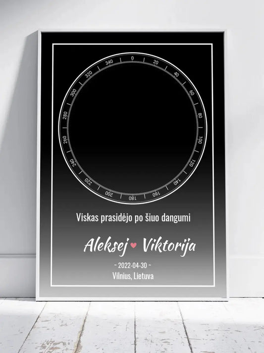 Personalizuotas žvaigždžių žemėlapis, plakatas su rėmeliu  Posteris(Plakatas) -  dovanokis.lt