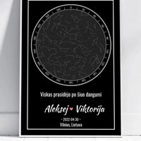 Personalizuotas žvaigždžių žemėlapis, plakatas su rėmeliu  Posteris(Plakatas) -  dovanokis.lt