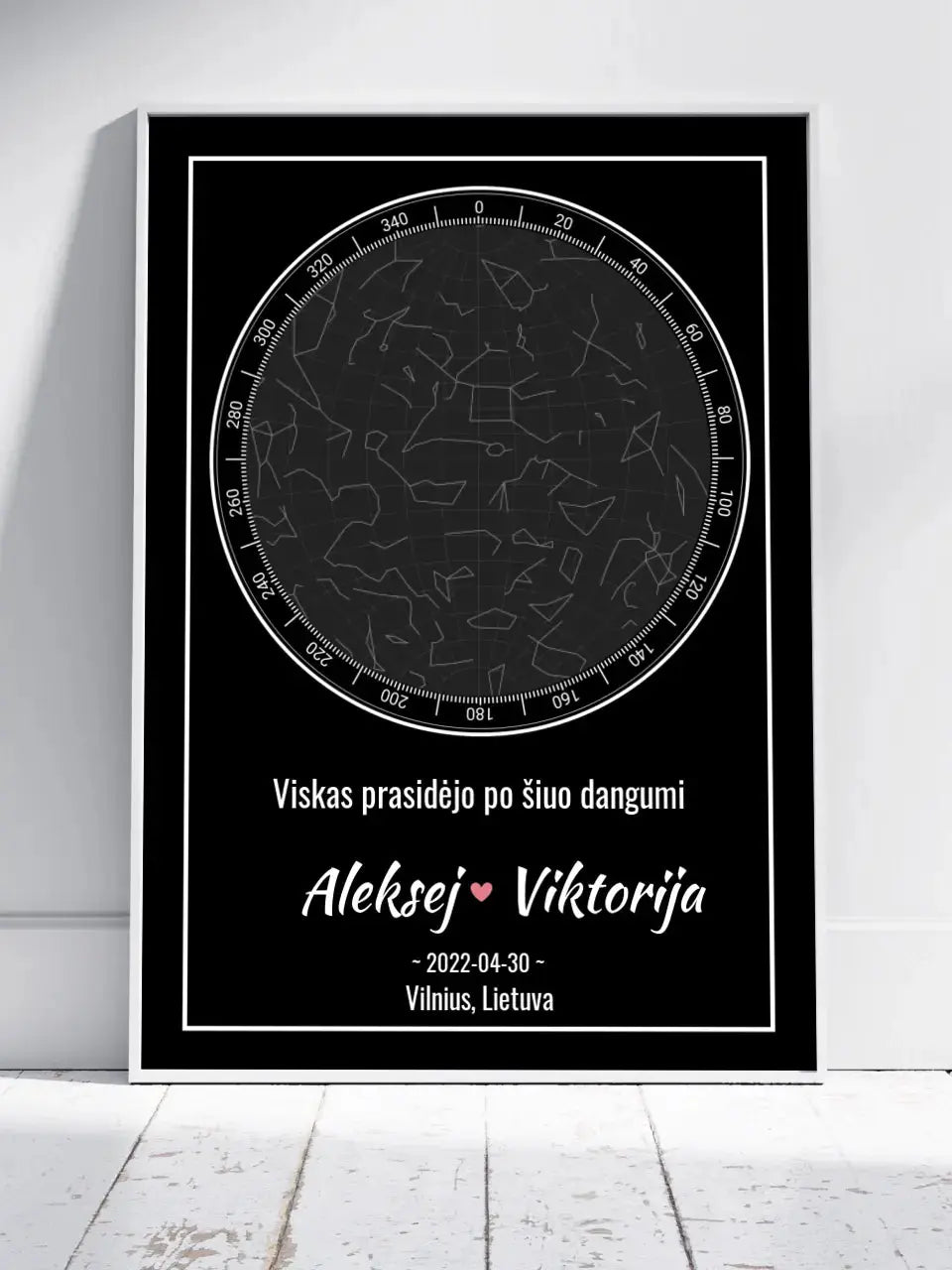 Personalizuotas žvaigždžių žemėlapis, plakatas su rėmeliu  Posteris(Plakatas) -  dovanokis.lt