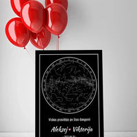 Personalizuotas žvaigždžių žemėlapis ant drobės  Drobe -  dovanokis.lt