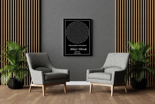 Personalizuotas žvaigždžių žemėlapis ant drobės  Drobe -  dovanokis.lt