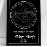 Personalizuotas žvaigždžių žemėlapis, plakatas su rėmeliu  Posteris(Plakatas) -  dovanokis.lt
