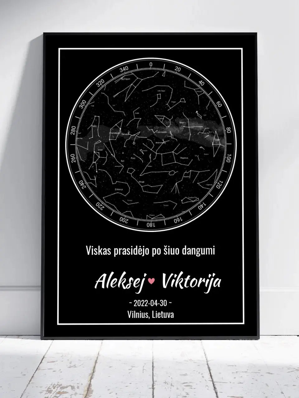 Personalizuotas žvaigždžių žemėlapis, plakatas su rėmeliu  Posteris(Plakatas) -  dovanokis.lt