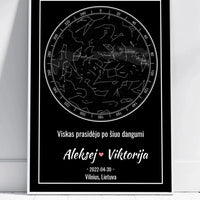 Personalizuotas žvaigždžių žemėlapis, plakatas su rėmeliu  Posteris(Plakatas) -  dovanokis.lt