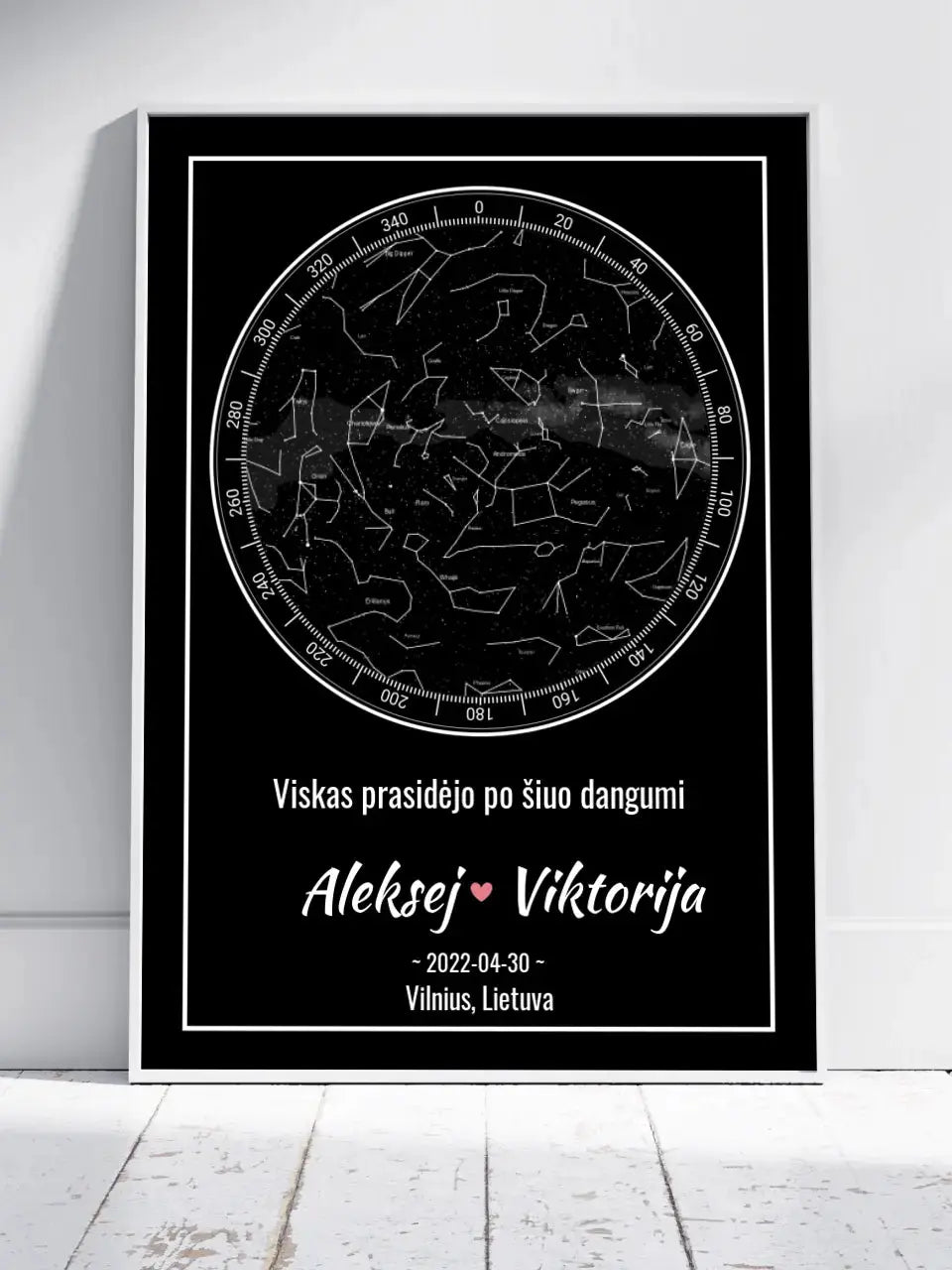 Personalizuotas žvaigždžių žemėlapis, plakatas su rėmeliu  Posteris(Plakatas) -  dovanokis.lt