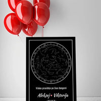 Personalizuotas žvaigždžių žemėlapis ant drobės  Drobe -  dovanokis.lt