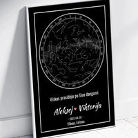 Personalizuotas žvaigždžių žemėlapis, plakatas su rėmeliu  Posteris(Plakatas) -  dovanokis.lt