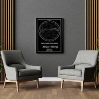 Personalizuotas žvaigždžių žemėlapis ant drobės  Drobe -  dovanokis.lt