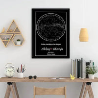 Personalizuotas žvaigždžių žemėlapis, plakatas su rėmeliu  Posteris(Plakatas) -  dovanokis.lt