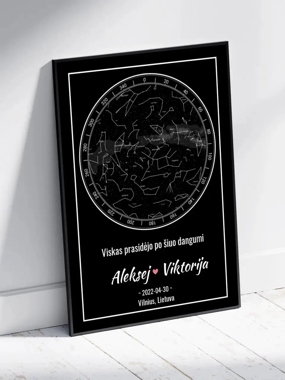 Personalizuotas žvaigždžių žemėlapis, plakatas su rėmeliu  Posteris(Plakatas) -  dovanokis.lt