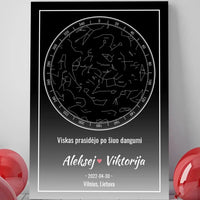 Personalizuotas žvaigždžių žemėlapis ant drobės  Drobe -  dovanokis.lt