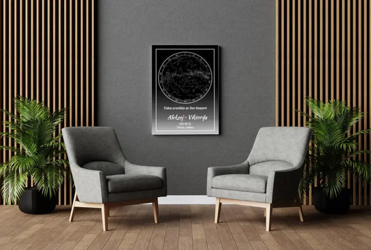 Personalizuotas žvaigždžių žemėlapis ant drobės  Drobe -  dovanokis.lt