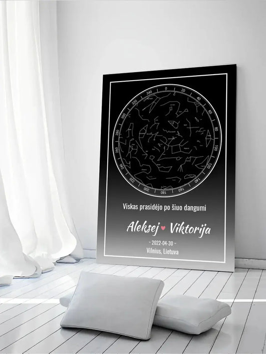 Personalizuotas žvaigždžių žemėlapis ant drobės  Drobe -  dovanokis.lt