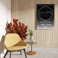 Personalizuotas žvaigždžių žemėlapis ant drobės  Drobe -  dovanokis.lt