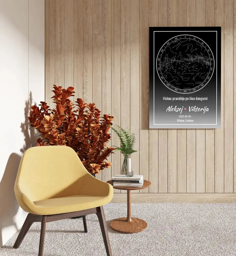 Personalizuotas žvaigždžių žemėlapis ant drobės  Drobe -  dovanokis.lt