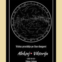 Personalizuotas žvaigždžių žemėlapis ant drobės  Drobe -  dovanokis.lt