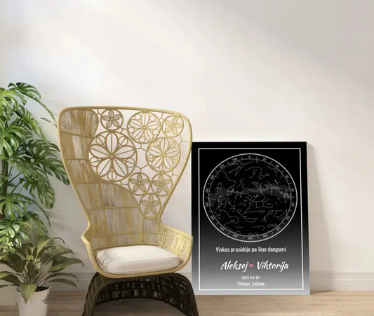 Personalizuotas žvaigždžių žemėlapis ant drobės  Drobe -  dovanokis.lt