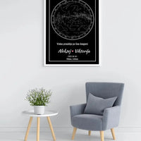 Personalizuotas žvaigždžių žemėlapis, plakatas su rėmeliu  Posteris(Plakatas) -  dovanokis.lt
