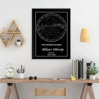 Personalizuotas žvaigždžių žemėlapis, plakatas su rėmeliu  Posteris(Plakatas) -  dovanokis.lt