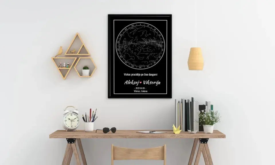 Personalizuotas žvaigždžių žemėlapis, plakatas su rėmeliu  Posteris(Plakatas) -  dovanokis.lt