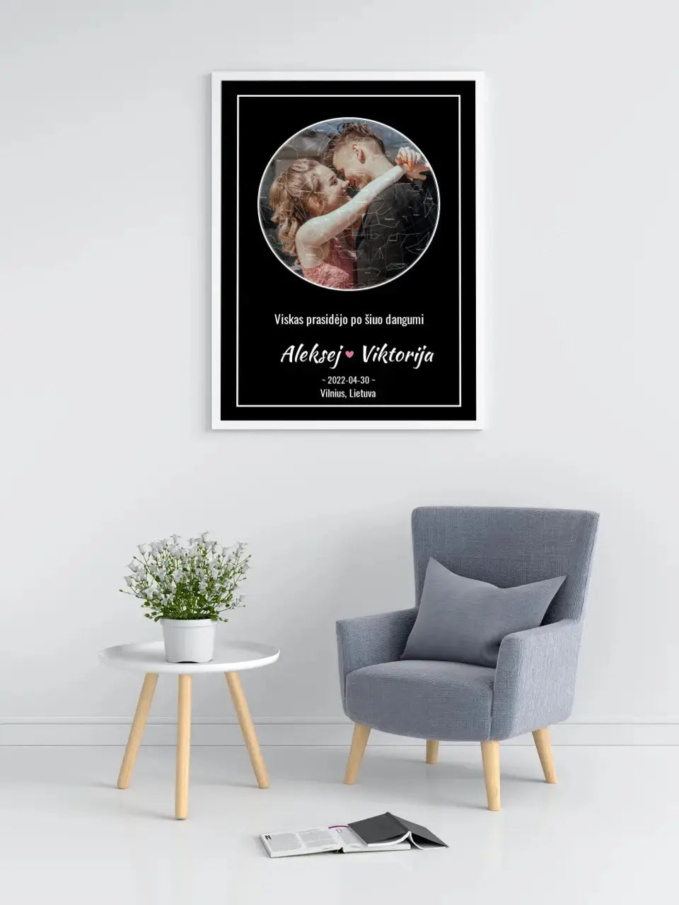 Personalizuotas žvaigždžių žemėlapis, plakatas su rėmeliu  Posteris(Plakatas) -  dovanokis.lt