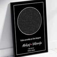 Personalizuotas žvaigždžių žemėlapis, plakatas su rėmeliu  Posteris(Plakatas) -  dovanokis.lt