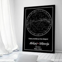 Personalizuotas žvaigždžių žemėlapis ant drobės  Drobe -  dovanokis.lt