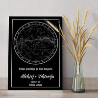 Personalizuotas žvaigždžių žemėlapis ant drobės  Drobe -  dovanokis.lt