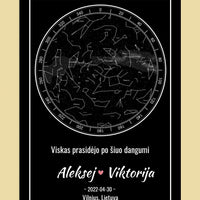 Personalizuotas žvaigždžių žemėlapis ant drobės  Drobe -  dovanokis.lt