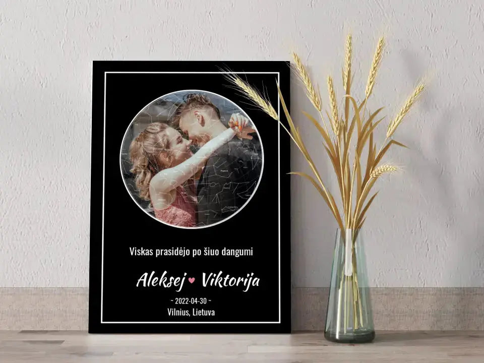 Personalizuotas žvaigždžių žemėlapis ant drobės  Drobe -  dovanokis.lt