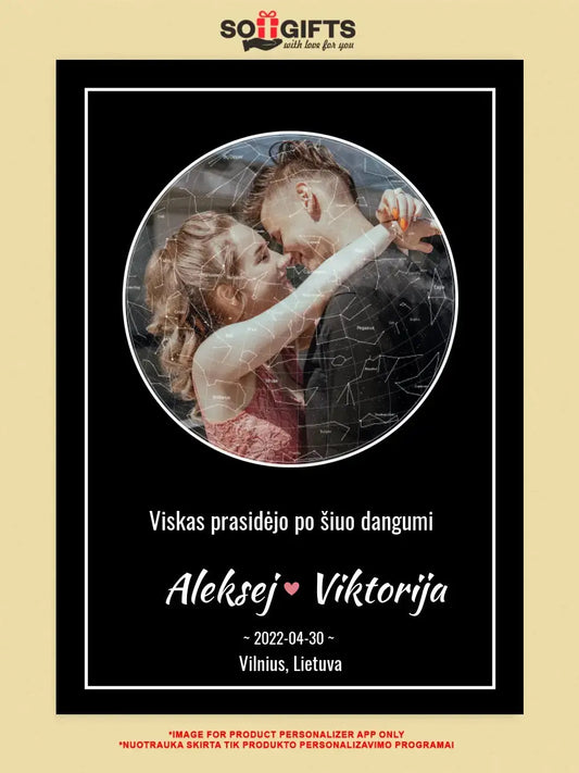 Personalizuotas žvaigždžių žemėlapis ant drobės  Drobe -  dovanokis.lt