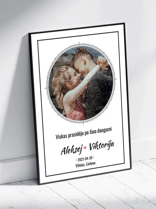 Personalizuotas žvaigždžių žemėlapis, plakatas su rėmeliu  Posteris(Plakatas) -  dovanokis.lt