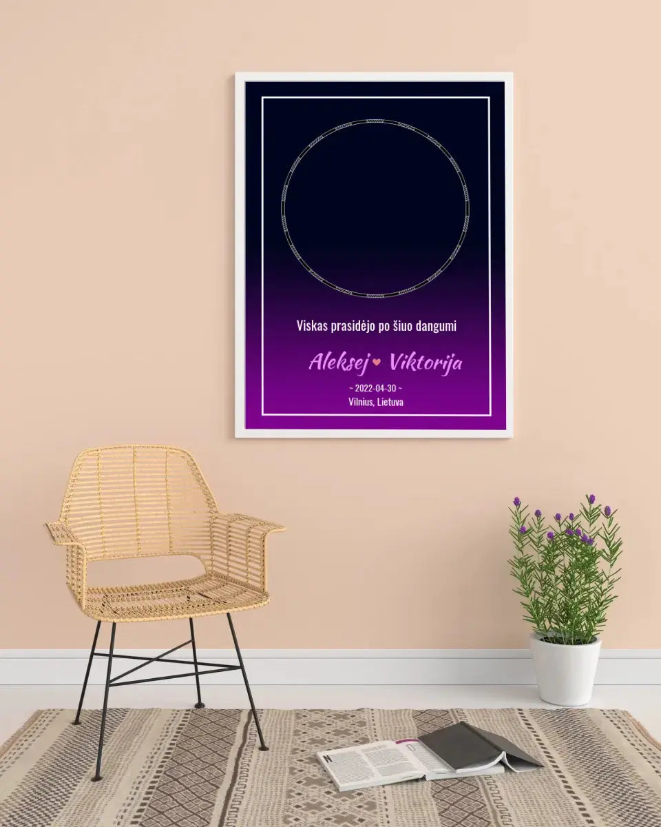 Personalizuotas žvaigždžių žemėlapis, plakatas su rėmeliu  Posteris(Plakatas) -  dovanokis.lt