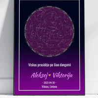 Personalizuotas žvaigždžių žemėlapis, plakatas su rėmeliu  Posteris(Plakatas) -  dovanokis.lt
