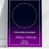 Personalizuotas žvaigždžių žemėlapis, plakatas su rėmeliu  Posteris(Plakatas) -  dovanokis.lt