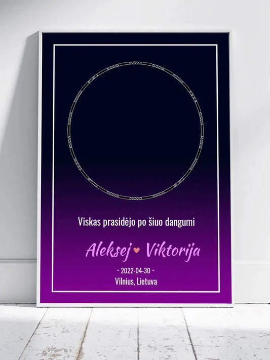 Personalizuotas žvaigždžių žemėlapis, plakatas su rėmeliu  Posteris(Plakatas) -  dovanokis.lt