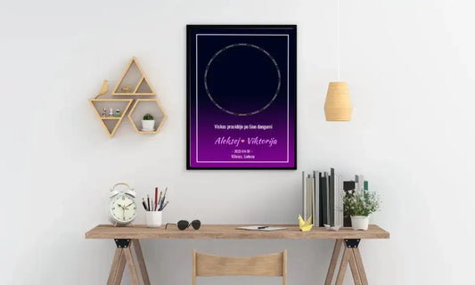Personalizuotas žvaigždžių žemėlapis, plakatas su rėmeliu  Posteris(Plakatas) -  dovanokis.lt
