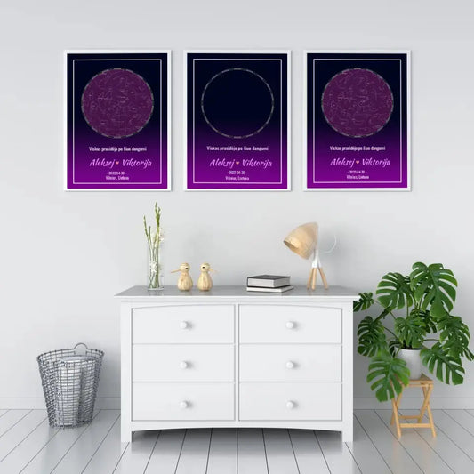 Personalizuotas žvaigždžių žemėlapis, plakatas su rėmeliu  Posteris(Plakatas) -  dovanokis.lt