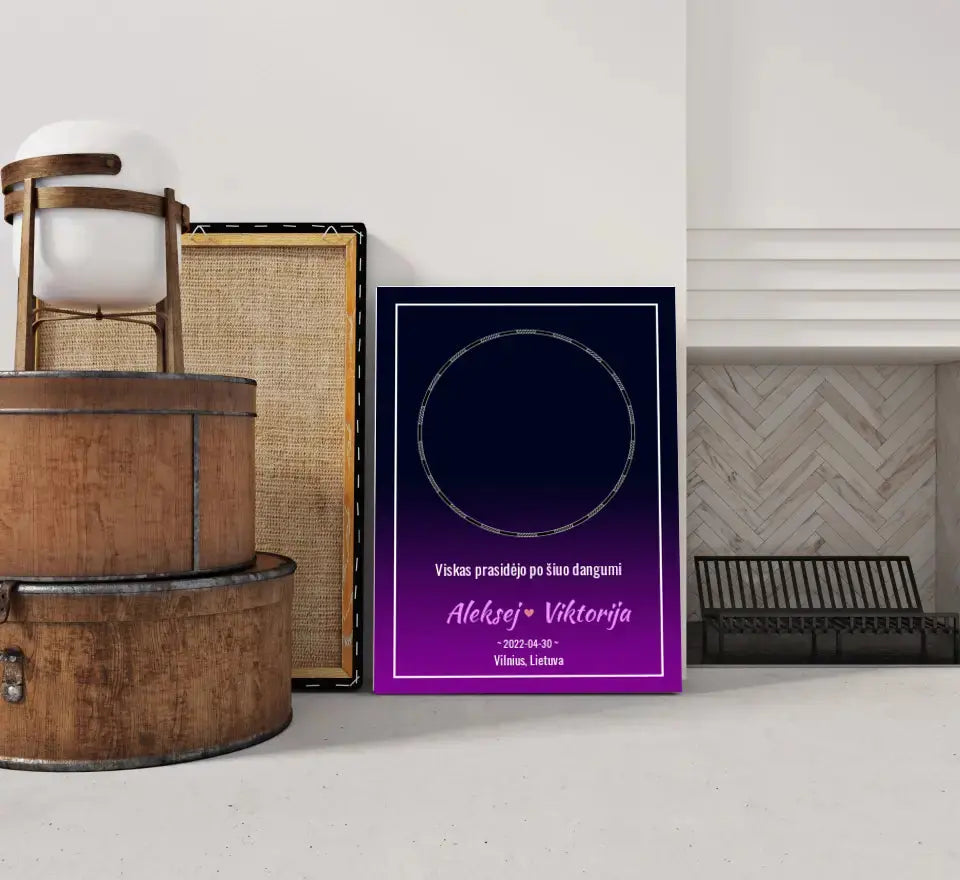 Personalizuotas žvaigždžių žemėlapis ant drobės  Drobe -  dovanokis.lt