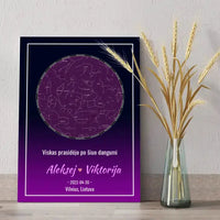 Personalizuotas žvaigždžių žemėlapis ant drobės  Drobe -  dovanokis.lt