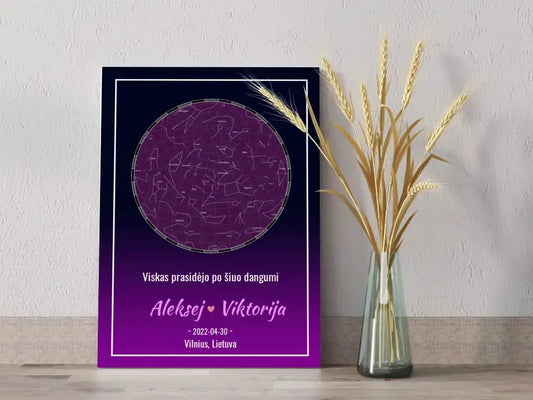 Personalizuotas žvaigždžių žemėlapis ant drobės  Drobe -  dovanokis.lt