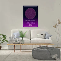 Personalizuotas žvaigždžių žemėlapis ant drobės  Drobe -  dovanokis.lt