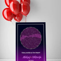 Personalizuotas žvaigždžių žemėlapis ant drobės  Drobe -  dovanokis.lt